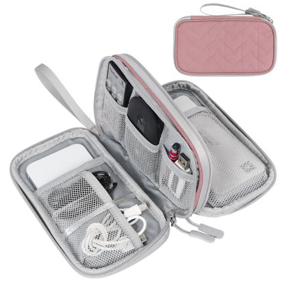 Picture of FYY Electronic Organizer, Travel Cable Organizer Bag Pouch Electronic Accessories Carry Case Portable Waterproof Double Layers All-in-One Storage Bag for Cable, Cord, Charger, Phone, Pink Pattern