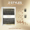 Picture of Lash Clusters QUEWEL 144pcs Cluster Lashes MIX12-18mm 2 Styles DIY Lash Extensions Clusters in One Individual Lashes Tray with Thin Band(Fl02+Na02-MIX12-18)