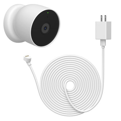 Picture of Ayotu 16ft/5m Camera Power Cord for Google Nest Cam (Battery), 5V 2A DC Outdoor Power Adapter Fast Charging with Weatherproof Charger Cable (NOT Include Camera), 1 Pack White