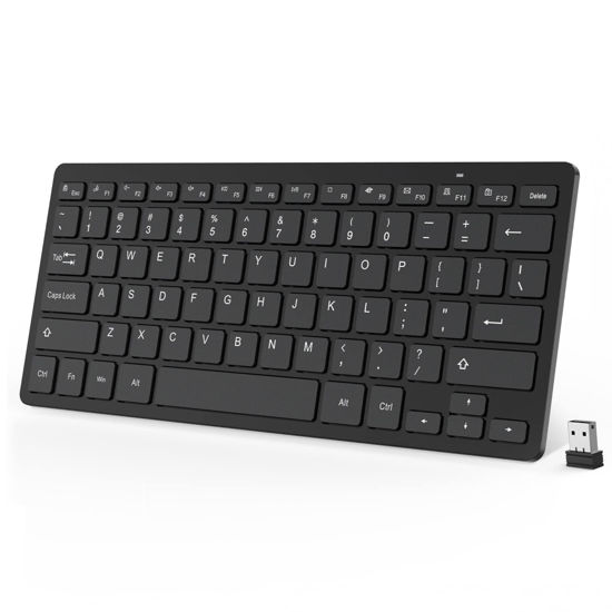 Picture of OMOTON Wireless Keyboard, 2.4G Ultra-Slim Computer Keyboard, Portable and Quiet, Small Wireless Keyboard for Windows Laptop, Computer, Desktop, Tablet and PC (Black)