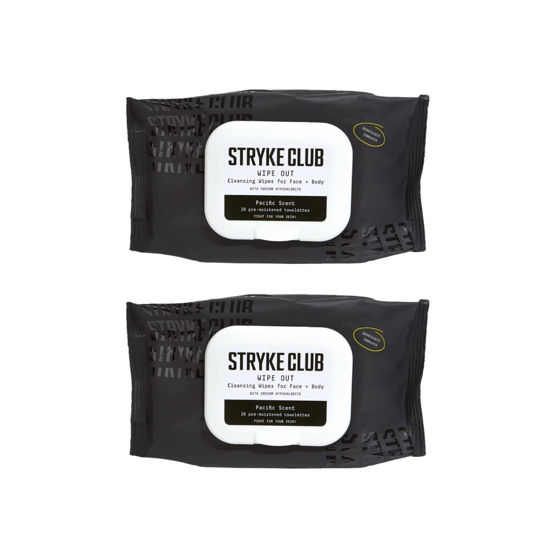 Picture of Stryke Club Acne Cleansing Wipes, Biodegradable Face and Body Towels Fight & Treat Breakouts, Dermatologist Formulated Face & Body Wipes for Teens with Sodium Hypochlorite (60 Facial Wipes)