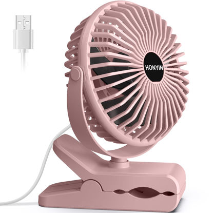 Picture of HONYIN USB Clip on Fan, 720° Rotation Small Desk & Clip Fan, Personal Cooling Fan with Sturdy Clamp, 3 Speeds, Quiet Little Fan by USB Plug In, for Bedroom Office Desktop Treadmill