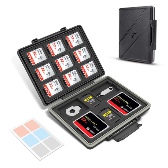 Picture of 45 Slots Memory Card Case for 30 Micro SD,9 SD,2 XQD/CF-EXP. Type-B,2 CF-EXP. Type-A,2 CF Cards with Labels,Water-Resistant Anti-Shock Anti-Dust,SD Micro SD CF XQD CFexpress Type A Card Holder