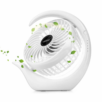 Picture of Karecel Rechargeable Fan Battery Operated Mini Desk Fan, 3 Speeds USB Personal Fan Portable Small Table Quiet Fan with True Long Life Battery, Strong Wind Desktop Fan for Travel Camping Office Home