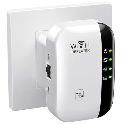 Picture of WiFi Extender, WiFi Range Extender Signal Booster up to 4000sq.ft and 40 Devices, WiFi Repeater Internet Booster for Home, 1-Tap Setup, Supports Ethernet Port, Access Point