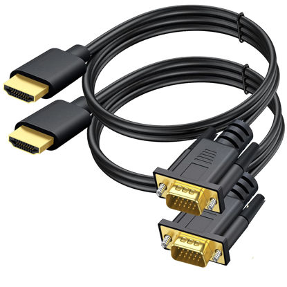 Picture of UV-CABLE 2-Pack HDMI to VGA Cable 6 FT, Gold-Plated Computer HDMI to VGA Monitor Cable Adapter 6ft Cord for Computer, Desktop, Laptop, Monitor, Projector, HDTV, and More (NOT Bidirectional)