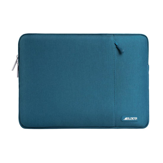 Picture of MOSISO Laptop Sleeve Bag Compatible with MacBook Air 13 inch M2 A2681 M1 A2337 A2179 A1932/Pro 13 M2 M1 A2338 A2251 A2289 A2159 A1989 A1706 A1708, Polyester Vertical Case with Pocket, Deep Teal