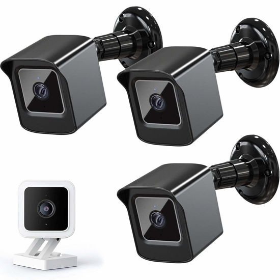 Picture of PEF Mount for All-New Wyze Cam V3 ONLY, Weatherproof Protective Cover and 360 Degree Adjustable Wall Mount Solid Housing for Wyze V3 Outdoor Indoor Smart Home Camera System (Black, 3 Pack)