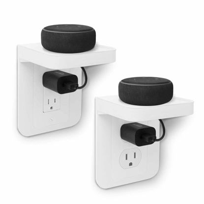 Picture of ALLICAVER Outlet Shelf, 2 Pack Wall Holder for Kitchen Organization,A Space Saving Solution for Google, Homepod Mini, Speakers, Phones, Electric Toothbrush(2 Type-2 Pack)