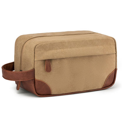 Picture of Vorspack Toiletry Bag Hanging Dopp Kit for Men Water Resistant Canvas Shaving Bag with Large Capacity for Travel - Brown