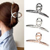 Picture of Hair Claw Clips Big Hair Claw Shark Hair Claw Barrette Glossy Metal Hair Clamps Strong Hold Barrette Large Hair Accessories for Women and Girls 3 Pcs (Glossy Silver, Gold, Rose Gold)