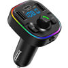 Picture of Bluetooth FM Transmitter for Car: iCODIS Wireless Bluetooth Transmitter Car Adapter with Fast USB Charger/Type C/Radio Music Adapter, Cigarette Lighter Bluetooth Adapter Supports 7 Colors LED Backlit