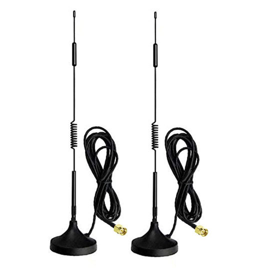 Picture of CORONIR SMA Antenna 12DBi 4G LTE CPRS GSM 3G 2.4G WCDMA Omni Directional Antenna with Magnetic Base Extension Cable for WiFi Router Mobile Broadband Outdoor-Pack of 2