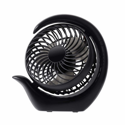 Picture of AceMining Rechargeable Battery Operated Fan with 3 speeds, Strong Wind, Long Battery Life, Quiet Operation, Small USB Desk Fan, Portable Battery Powered Fan, Cooling for Home, Office, Travel(Black)