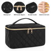 Picture of OCHEAL Portable Cosmetic Bag For Women, Large Capacity Travel Makeup Case Organizer, Rhombus Black, Toiletry Bag for Girls Traveling With Handle and Divider