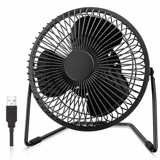 Picture of EasyAcc 6 Inch USB Desk Fan, Small USB Desk Fan, [Small Quiet Strong Airflow and 360° Rotating Personal Table Cooling Fan] USB Powered Portable Fan, 2 Speed（3.3~4.1 M/S Black (USB POWERED ONLY)