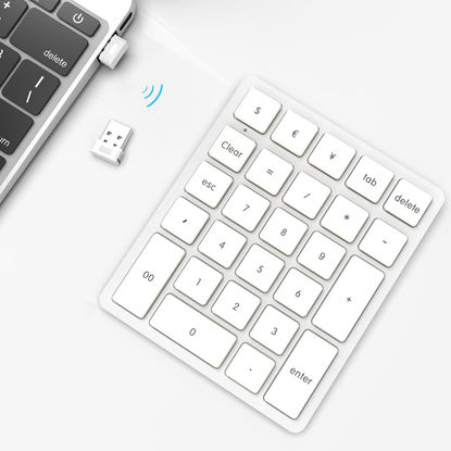 Picture of Astargo Stratosphere Wireless Number Pad for Laptop - Slim 2.4G USB Number Keypad - 26 Key Rechargeable Numeric Keypad 10 Key Numpad Keyboard for Mac, MacBook