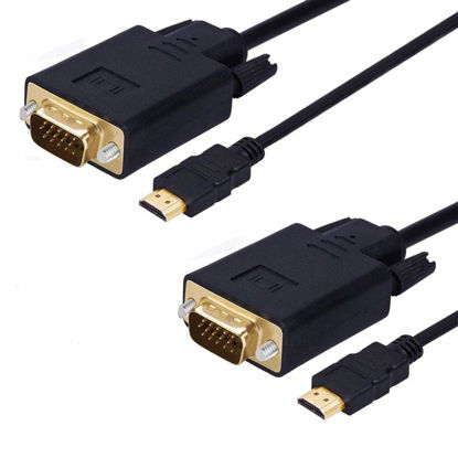 Picture of HDMI to VGA, 2 Pack HDMI to VGA Cable (Male to Male) Compatible for Computer, Desktop, Laptop, PC, Monitor, Projector, HDTV, Chromebook, Raspberry Pi, Roku, Xbox and More