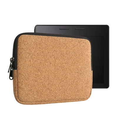 Picture of kwmobile eReader Case - 6,8-7" eReader Universal Zippered Natural Cork Protective Sleeve Pouch Cover - Light Brown