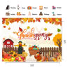 Picture of CHAIYA 7x5ft Fall Cartoon Background Thanksgiving Harvest Party Backdrop Wood Fence Scarecrow Pumpkin Car Turkey Decoration Background Autumn Give Thanks Birthday Banner CY-234