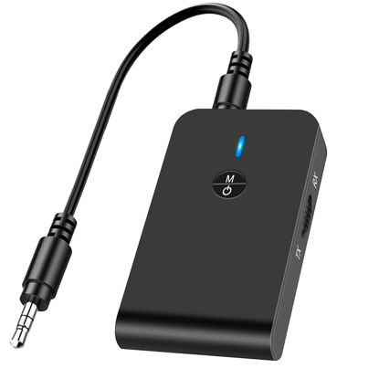 Picture of Bluetooth Transmitter for TV PC, 2 in 1 Bluetooth Audio Adapter Music Receiver (3.5mm Jack Cable, Low Latency,Built-in Microphone) Wireless Transmitter for Home Stereo/Car/Airplane/Boat/Gym/MP3/MP4