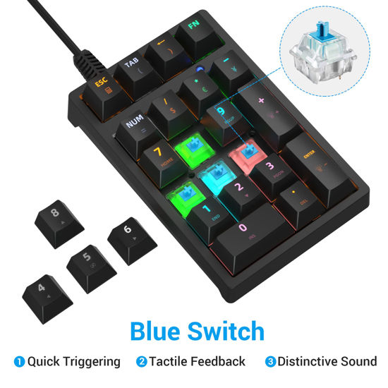 Getuscart Mechanical Usb Wired Numeric Keypad Number Pad With Blue Led Backlit Key Numpad