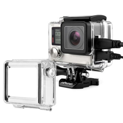 Picture of SOONSUN Side Open Skeleton Housing Case for GoPro Hero 4 Black, Hero 4 Silver, Hero 3+, Hero 3 Cameras with LCD Touch Backdoor and Skeleton BacPac Backdoor for Extended Battery or Bacpac Screen