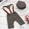 Picture of Baby Photography Props Newborn Boy Photo Shoot Outfits Infant Gentleman Suit Lattice Outfit Hats (Coffee)