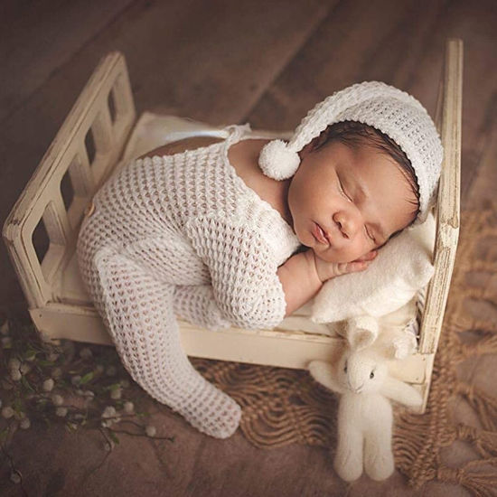Zeroest Newborn Photography Outfit Baby Photoshoot Props Prince Infant  Photo Prop Bear Outfits New Born Boy Hat Clothes Set Light Blue