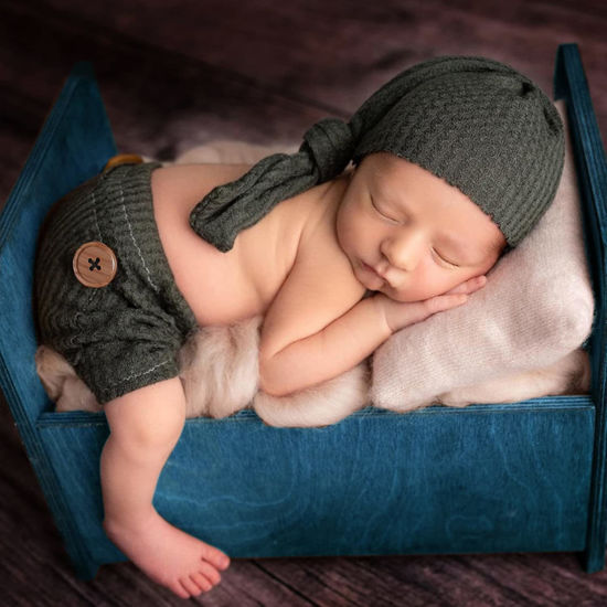 Picture of Newborn Baby Photography Props Outfits Boy Photo Shoot Outfits Infant Pants Hats Newborn Photo Prop (Forest)