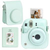 Picture of CAIYOULE Protective Camera Case for Instax Mini 12 Instant Camera Fuji Mini 12 Case PU Leather Carrying Bag with Adjustable Shoulder Strap & 64 Pockets Photo Album - Mint Green