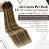 Picture of LAAVOO Balayage Brown Hair Extensions Clip in Human Hair 140g 24 Inch Long Dark Brown Fading to Caramel Brown Clip on Extensions Human Hair Full Head Set Straight 7pcs