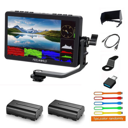 Picture of FEELWORLD F5 PRO V4 6" Touch Screen 3D LUT DSLR Camera Field Monitor with 2Pcs F550 Battery, USB Light