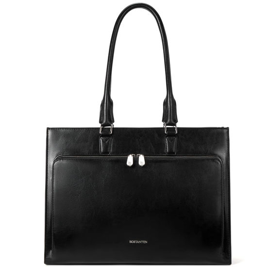 Picture of BOSTANTEN Leather Briefcase for Women Vintage 15.6 inch Laptop Bag for Women Business Shoulder Handbag Black