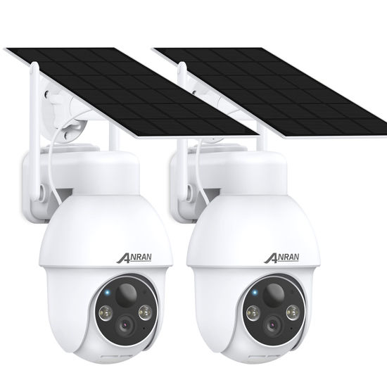 Picture of ANRAN Solar Security Camera, 2K WirelessOutdoor Camera with 360° View, Smart Siren, Spotlights, Color Night Vision, PIR Human Detection, Pan Tilt Control, 2-Way Talk, Q03 2 Packs