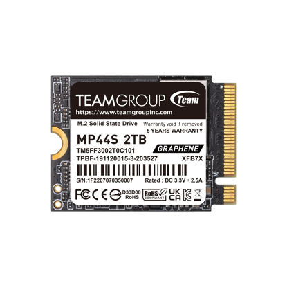 Picture of TEAMGROUP MP44S High Performance SSD 2TB SLC Cache Gen 4x4 M.2 2230 PCIe 4.0 NVMe, Compatible with Steam Deck, ASUS ROG Ally, Mini PCs (R/W Speed up to 5,000/3,500MB/s) TM5FF3002T0C101