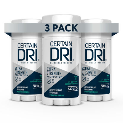 Picture of Certain Dri Extra Strength Clinical Antiperspirant Solid Deodorant, Hyperhidrosis Treatment for Men & Women, Powder Fresh, 1.7oz (3 Pack)