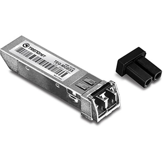 Picture of TRENDnet SFP Multi-Mode LC Module, Up to 550m (1800 Ft), Mini-GBIC, Hot Pluggable, IEEE 802.3z Gigabit Ethernet, Supports Up to 1.25 Gbps, Lifetime Protection, Silver, TEG-MGBSX