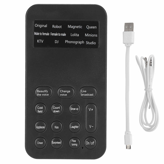 Picture of Universal Sound Changer Phone Computer Mini Sound Card Mini Sound Changer Male to Female Game Live Broadcast Handheld Microphone Voice Changer for Mobile Phone/PC