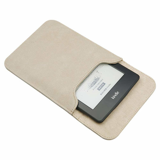 Picture of Emoly Leather Kindle Sleeve for Kindle Paperwhite 7'' E-Reader - Protective Insert Sleeve Case Cover Bag Fits Kindle Paperwhite 10th Generation 2019 / 9th Generation 2017, Khaki