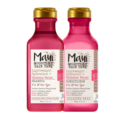 Picture of Maui Moisture Lightweight Hydration + Hibiscus Shampoo + Conditioner for Daily Moisture, No Sulfates, 13 Fl Oz