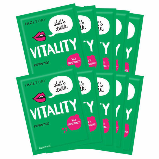 Picture of FaceTory Let's Talk, Vitality Firming Sheet Mask with Pomegranate Extract - Soft Sheet Mask, For Dry and Combo Skin - Lifting, Firming, and Hydrating (Pack of 10)