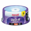 Picture of Maxell 639011 DVD+R Discs, 4.7GB, 16x, Spindle, Silver, 25/Pack