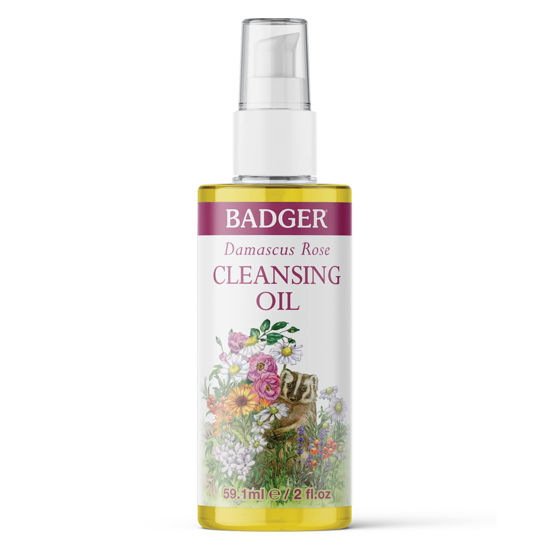 Picture of Badger - Face Cleansing Oil, Damascus Rose, Certified Organic Face Oil Cleanser, Facial Cleanser Oil, Natural Facial Cleansing Oil, Natural Oil Cleanser for Face, Face Cleanser Oil, 2 oz