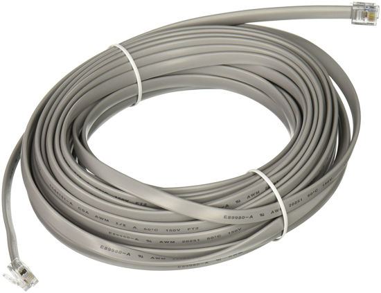 Picture of C2G 08115 RJ12 6P6C Straight Modular Cable, Ethernet Network Cable, 50 Feet (15.24 Meters), Silver