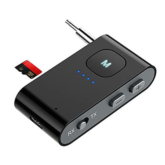 Picture of JUBAAY Bluetooth 5.0 Transmitter and Receiver, with 3.5mm AUX Multi-Function 3 in 1 Wireless Bluetooth Adapter, Suitable for TV/PC/Home Stereo/Speaker/car/Mobile Selfie, Low Latency, Stable Signal