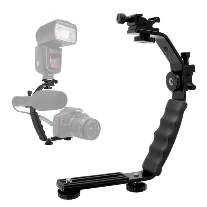 Picture of LimoStudio Camera Bracket Mount Heavy Duty Photography Video L-Bracket with Standard Flash Shoe Mounts, AGG1179