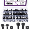 Picture of Swpeet 80Packs 4 Sizes M5 M6 Black Computer Mount Cage Nuts and Screws with Metal & Plastic Washers Assortment Kit, Square Hole Hardware Cage Nuts & Mounting Screws Washers