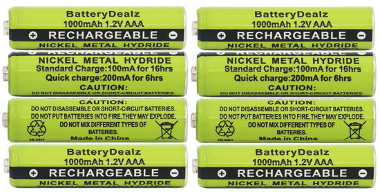 Picture of BatteryDealz 1.2V NiMH AAA Rechargeable Batteries Compatible with Panasonic Cordless Telephones (8-Pack)