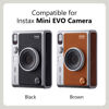 Picture of MUZIRI KINOKOO Instax Mini EVO Case - Compatible for Fujifilm Fuji Instax Mini EVO/Polaroid Mini EVO Instant Camera - with Adjustable Shoulder Strap - in Brown Lychee Texture Horizonal Style